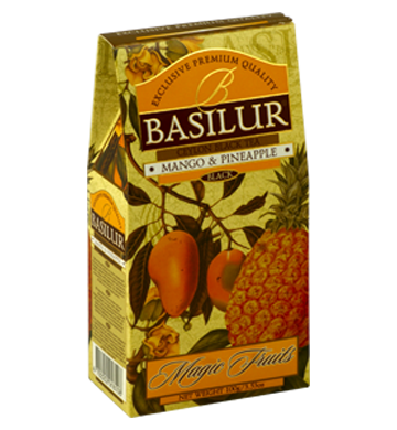 Basilur Magic Fruits マンゴーとパイナップル風味のセイロンティー、ルースティー 100g 