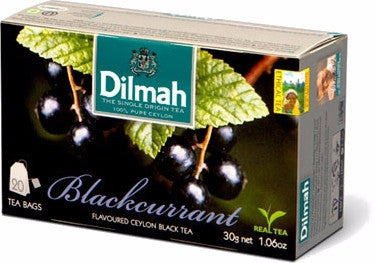 Dilmah Blackcurrant Flavoured Ceylon Black Tea, 20 Count Tea Bags
