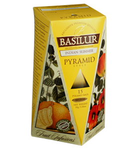 Basilur Fruit Infusions インディアン サマー、15 カウント ピラミッド ティー バッグ