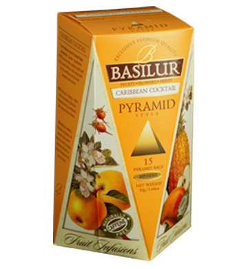 Basilur Fruit Infusions Caribbean Cocktail, 15 Count Pyramid Tea Bags