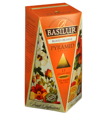 Basilur Fruit Infusions ブラッド オレンジ、15 カウント ピラミッド ティー バッグ