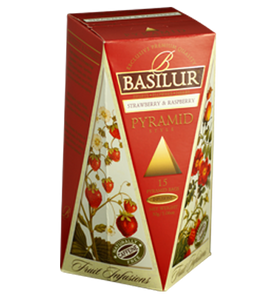 Basilur Fruit Infusions Strawberry And Raspberry, 15 Count Pyramid Tea Bags