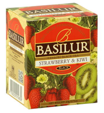 Basilur Magic Fruits ストロベリーとキウイ風味のセイロンティー、10 カウント ティーバッグ