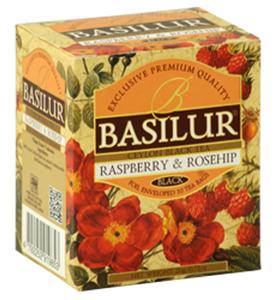 Basilur Magic Fruits Raspberry and Rosehip Flavoured Ceylon Tea, 10 Count Tea Bags