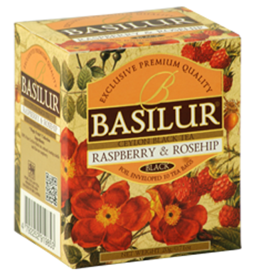 Basilur Magic Fruits Raspberry and Rosehip Flavored Ceylon Tea, 10 Count ティーバッグ