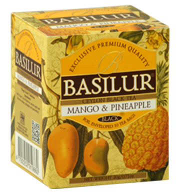 Basilur Magic Fruits マンゴーとパイナップル風味のセイロンティー、10 カウント ティーバッグ