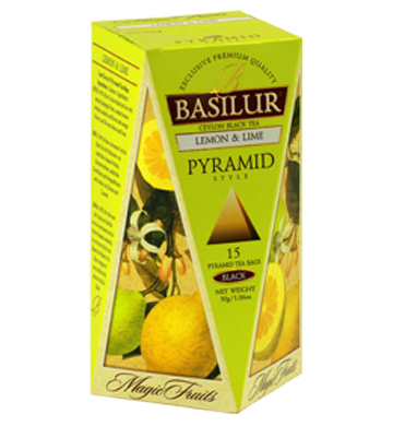 Basilur Magic Fruits Lemon And Lime, 15 Count Pyramid Tea Bags