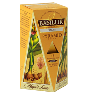 Basilur Magic Fruits Ginger, 15 Count Pyramid Tea Bags