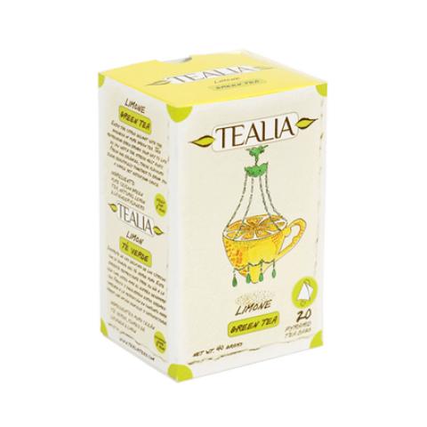 Tealia Limone Green Tea, 20 Count Tea Bags