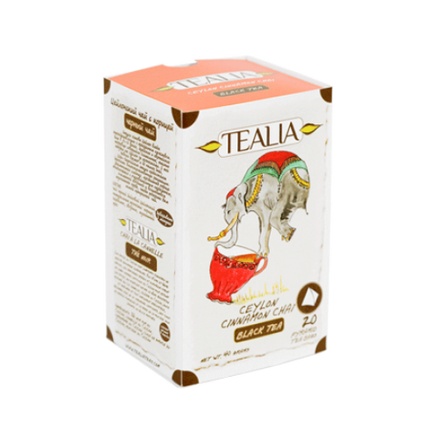 Tealia Ceylon Cinnamon Chai Tea, 20 Count Tea Bags