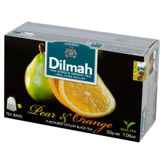 Dilmah Pear And Orange Flavoured Ceylon Black Tea, 20 Count Tea Bags