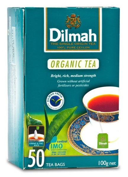 Dilmah Premium 100% Pure Organic Ceylon Tea, 50 Count Tea Bags