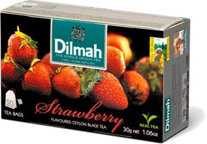 Dilmah Strawberry Flavoured Ceylon Black Tea, 20 Count Tea Bags