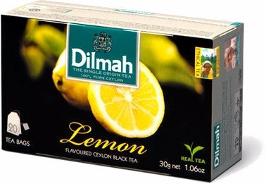 Dilmah Lemon Flavoured Ceylon Black Tea, 20 Count Tea Bags