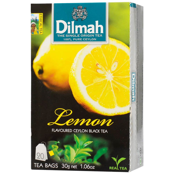 Dilmah Lemon Flavoured Ceylon Black Tea, 20 Count Tea Bags