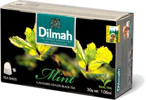 Dilmah Mint Flavoured Ceylon Black tea, 20 Count Tea Bags