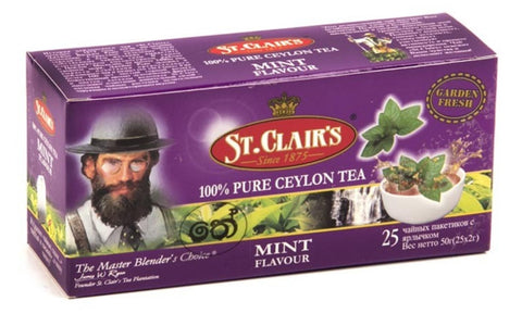 St Clair's Mint Flavoured Ceylon Tea, 25 Count Tea Bags
