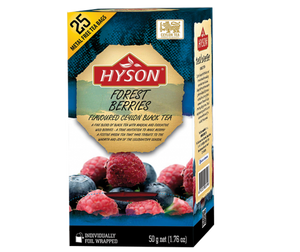 Hyson Forest Berries Flavoured Ceylon Black Tea, 25 Count Tea Bags