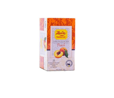 Zesta Peach Flavoured Ceylon Black Tea, 25 Count Tea Bags
