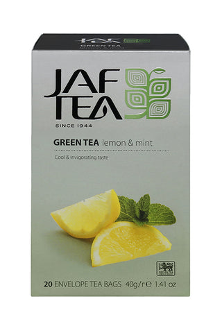 Jaf レモンとミント風味のセイロン緑茶、20 カウント ティーバッグ