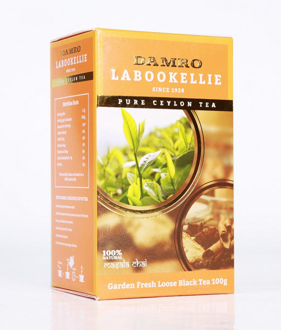 Damro Labookellie マサラチャイ風味のピュアセイロン紅茶、ルースティー 100g