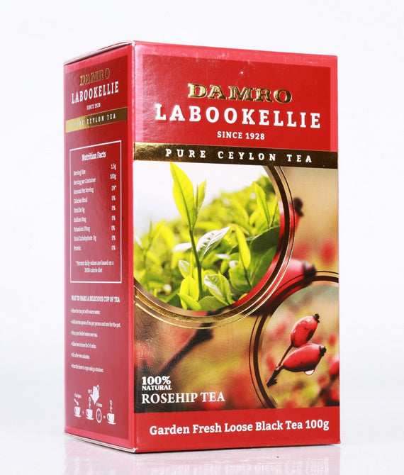Damro Labookellie Rosehip Pure Ceylon Black Tea, Loose Tea 100g