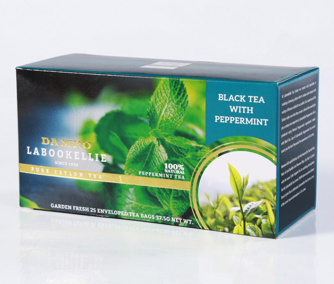 Damro Labookellie Peppermint Flavoured Pure Ceylon Black Tea, 25 Count Tea Bags