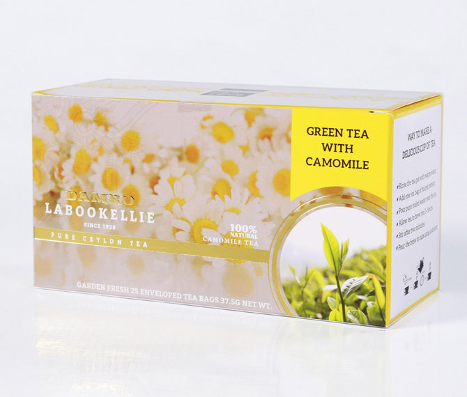Damro Melfort Green Tea With Camomile, 25 Count Tea Bags