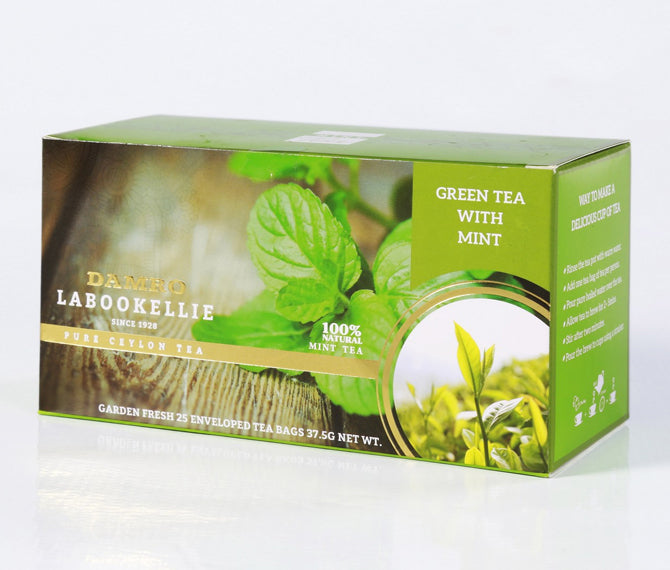 Damro Melfort Green Tea with Mint, 25 Count ティーバッグ
