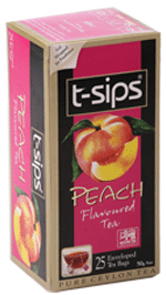 T-sips Peach Flavoured Ceylon Black Tea, 25 Count Tea Bags