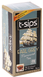T-sips Earl Grey Flavoured Ceylon Black Tea, 25 Count Tea Bags