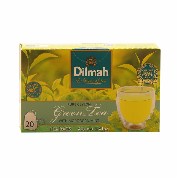 Dilmah Moroccan Mint Flavoured Ceylon Green Tea, 20 Count Tea Bags