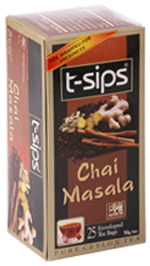 T-sips Chai Masala Flavoured Ceylon Black Tea, 25 Count Tea Bags