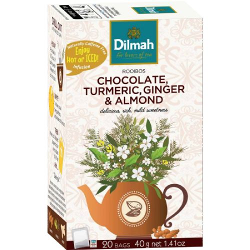 Dilmah Rooibos Chocolate Turmeric Ginger And Almond Infusion Tea, 20 Count Tea Bags