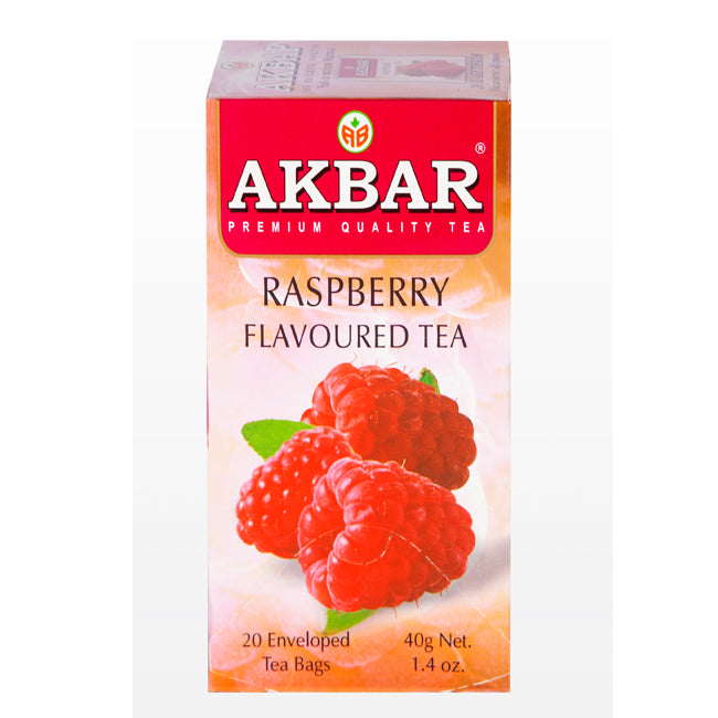 Akbar Raspberry Flavoured Ceylon Black Tea, 20 Count Tea Bags