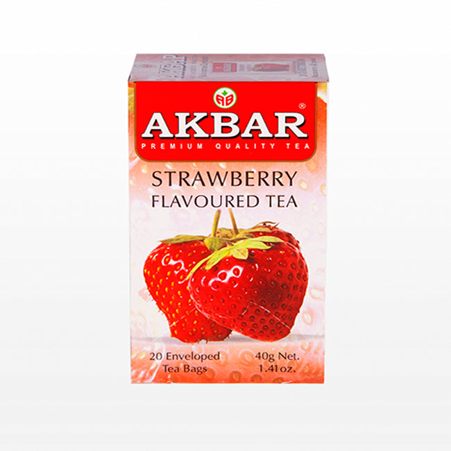 Akbar Strawberry Flavoured Ceylon Black Tea, 20 Count Tea Bags ...