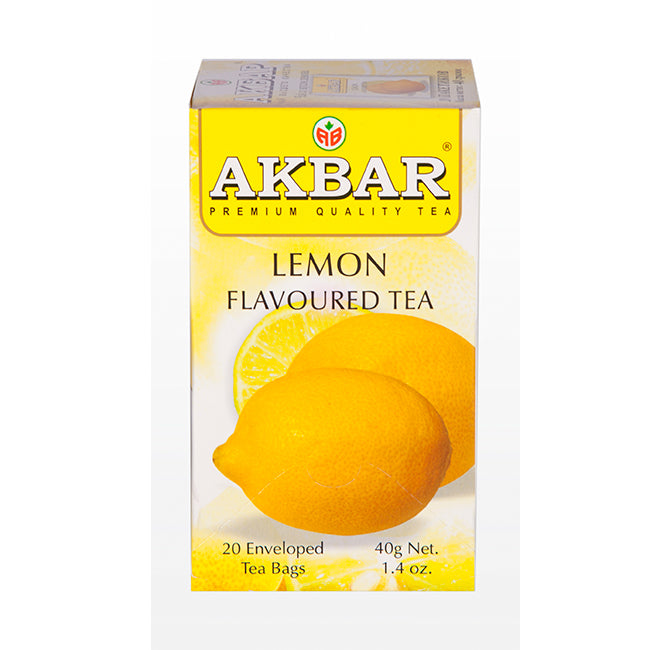 Akbar Lemon Flavoured Ceylon Black Tea, 20 Count Tea Bags