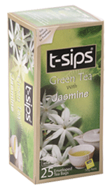 T-sips Jasmine Flavored Green Tea, 25 카운트 티백
