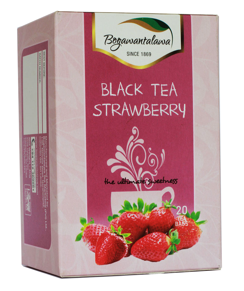 Bogawantalawa Strawberry Flavoured Ceylon Black Tea, 20 Count Tea Bags