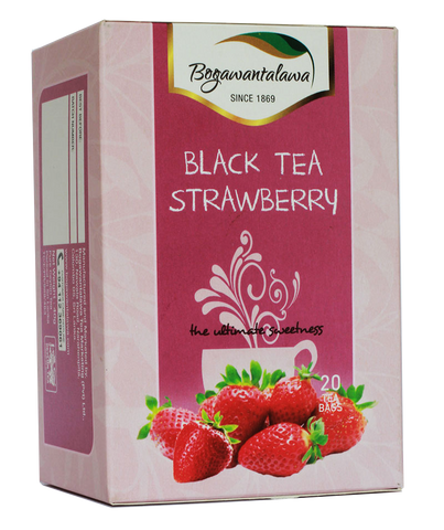 Bogawantalawa Strawberry Flavoured Ceylon Black Tea, 20 Count Tea Bags