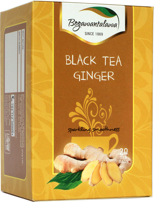 Bogawantalawa Ginger Flavoured Ceylon Black Tea, 20 Count Tea Bags