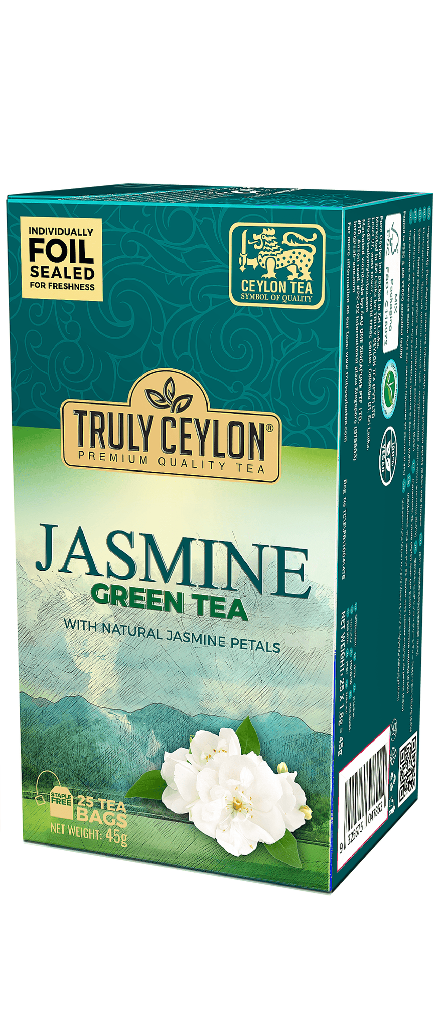 Truly Ceylon Jasmine Flavoured Green Tea, 25 Count Tea Bags
