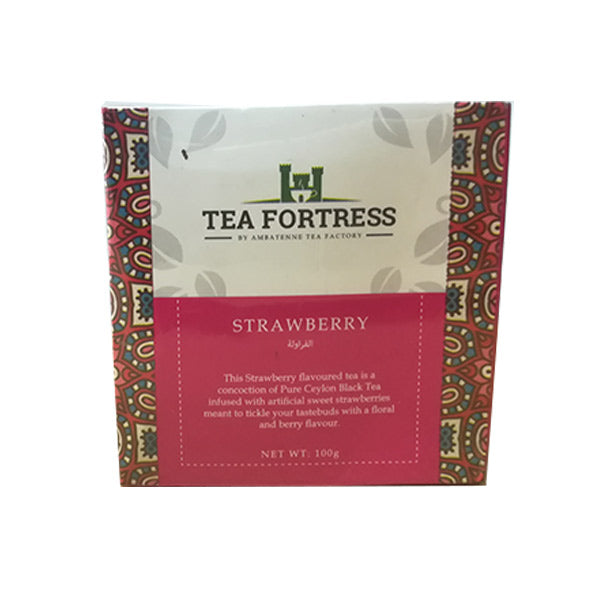 Tea Fortress Strawberry Flavoured Pure Ceylon Black Tea, Loose Tea 100g