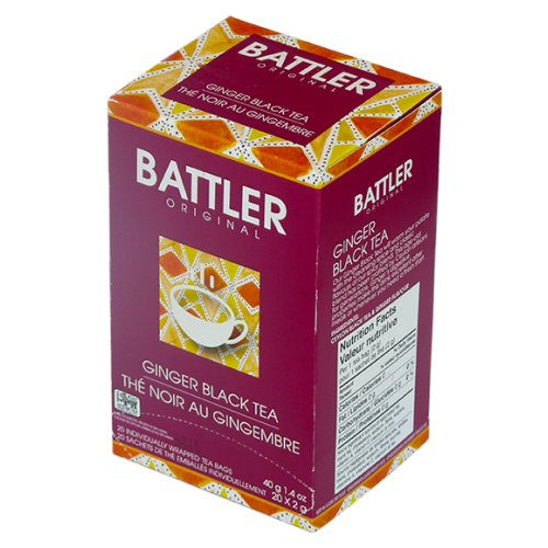 Battler Ginger Flavoured Ceylon Black Tea, 20 Count Tea Bags