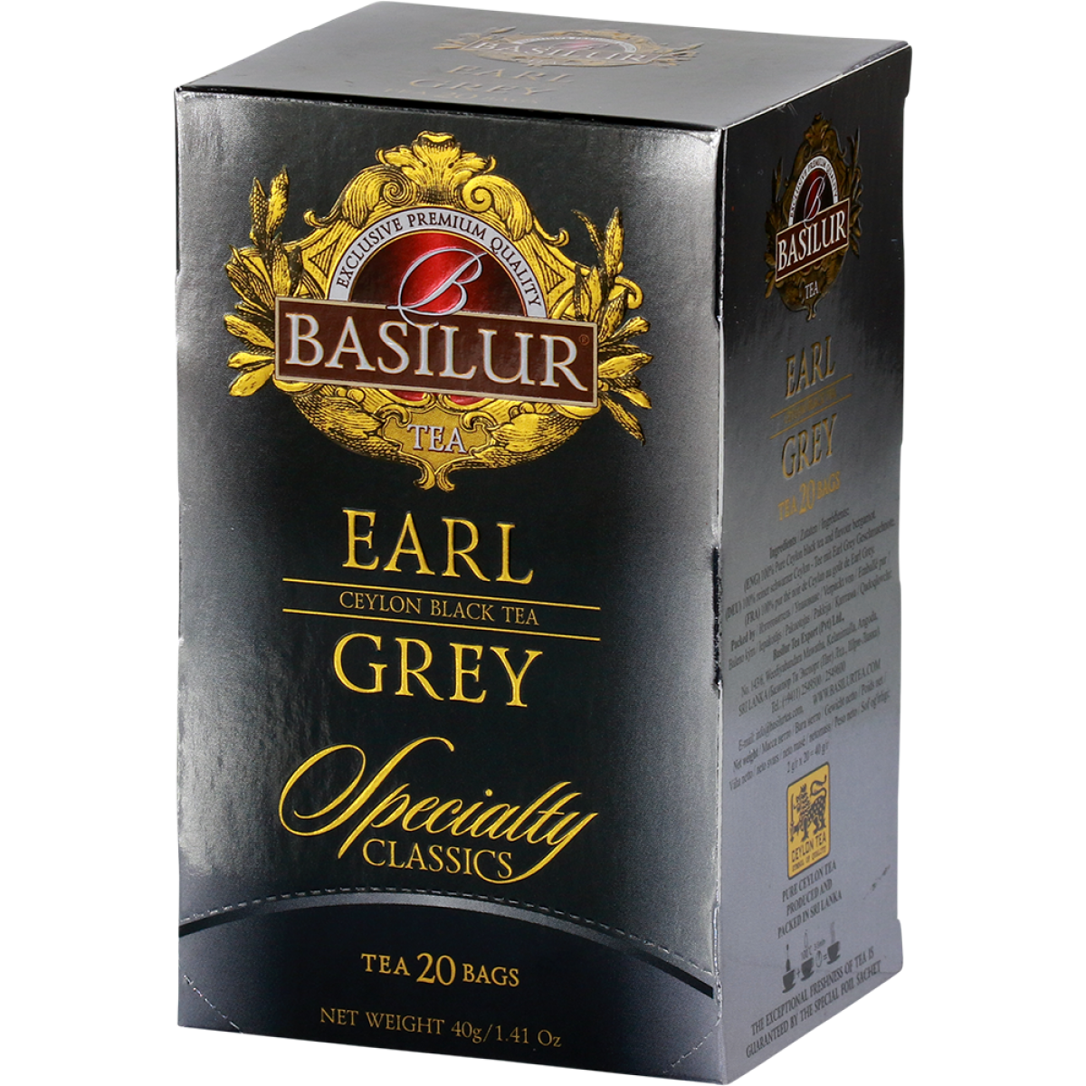 Basilur Specialty Classic Earl Grey Ceylon Tea, 20 Count Tea Bags