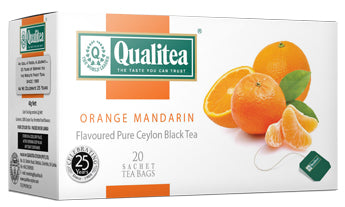 Qualitea オレンジ マンダリン風味のセイロン紅茶、20 カウント ティーバッグ