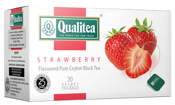 Qualitea Strawberry Flavoured Ceylon Black Tea, 20 Count Tea Bags