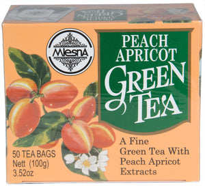 Mlesna Peach Apricot Green Tea, 50 Count Tea Bags