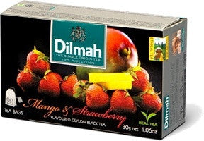 Dilmah Mango and Strawberry Flavoured Ceylon Black Tea, 20 Count Tea Bags
