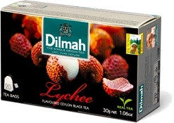 Dilmah Lychee Flavoured Ceylon Black Tea, 20 Count Tea Bags